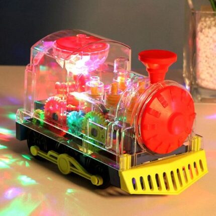 Transparent Electric Gear Train with Music Light Rotating Toy for Kids