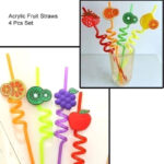 Pack Of 4 PCs Re-Usable Plastic Fruits Acrylic Drinking Straws - Image 8