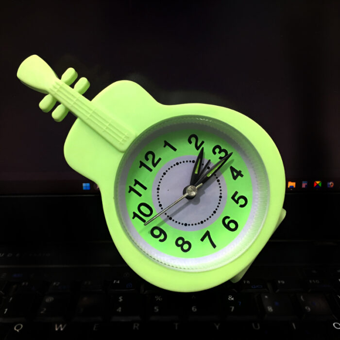 Mini Guitar-Shaped Desk Alarm Clock with Quartz Movement - Image 2