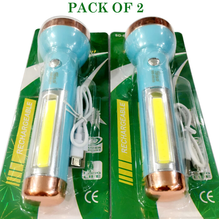 Pack of 2 SD-8639 Mini 2-in-1 COB+LED Dual Modes Super Bright Rechargeable Flashlight - Image 18