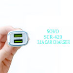 SOVO SCR-420 ROADES 3.1A Dual Ports Fast Car Charger with Android, Type-C, & Lightning Cable - Image 3