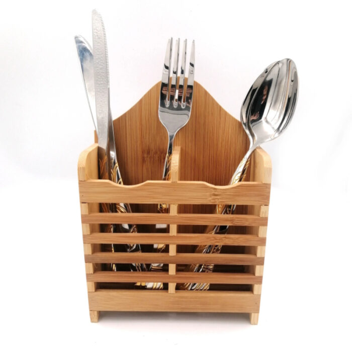 Kitchen Wooden Mini Spoon Holder And Bamboo Chopstick Basket - Image 3