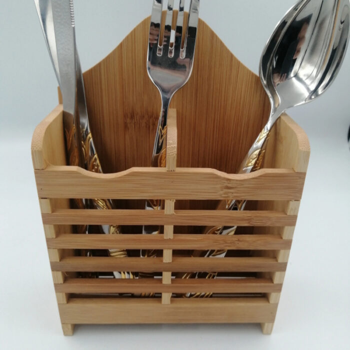 Kitchen Wooden Mini Spoon Holder And Bamboo Chopstick Basket - Image 11