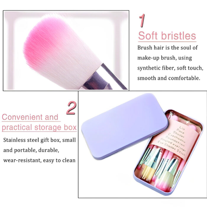 Pack Of 3 Cute Mini Hello Kitty 7PCS Makeup Brush Kit - Image 6