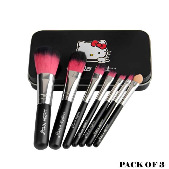 Pack Of 3 Cute Mini Hello Kitty 7PCS Makeup Brush Kit - Image 11