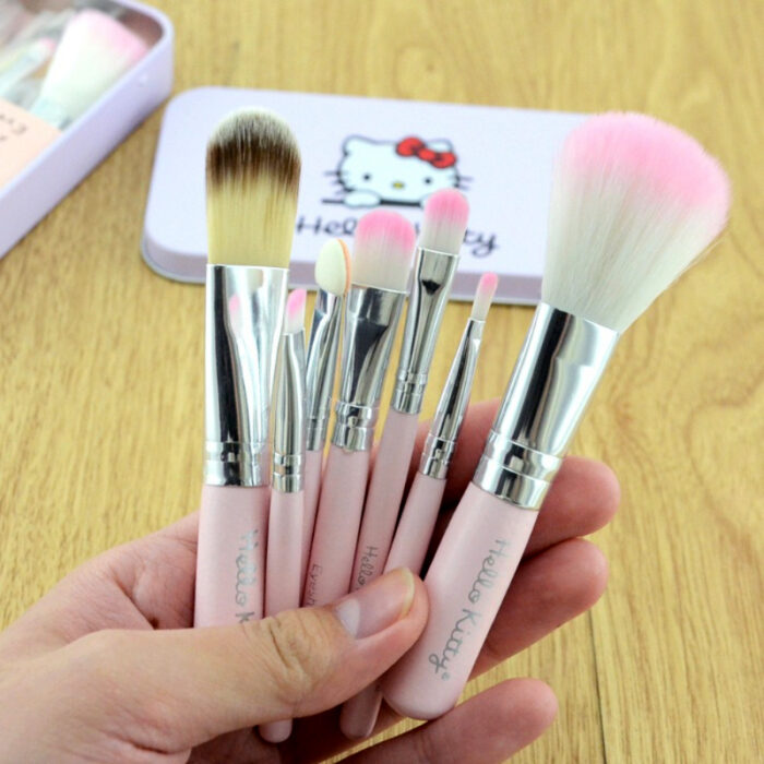 Pack Of 3 Cute Mini Hello Kitty 7PCS Makeup Brush Kit - Image 12