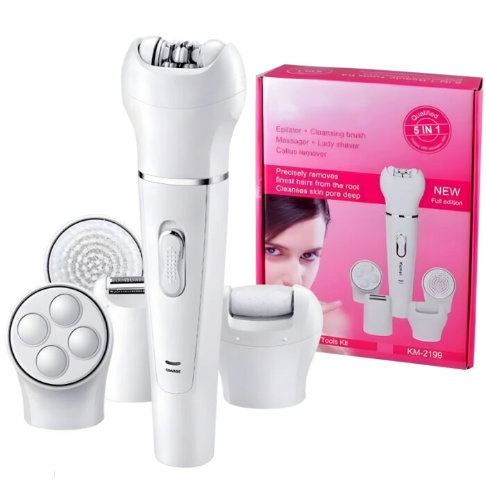 Kemei KM-2199 Multi-Functional Rechargeable Epilator: 5-In-1 Beauty Tools Kit For Women - Image 21