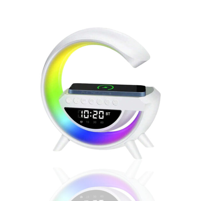 BT-3401 LED Display Wireless Phone Charger Bluetooth Speaker With Seven Color Selections, Alarm Clock, FM Radio - Image 3