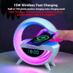 BT-3401 LED Display Wireless Phone Charger Bluetooth Speaker With Seven Color Selections, Alarm Clock, FM Radio - Image 2