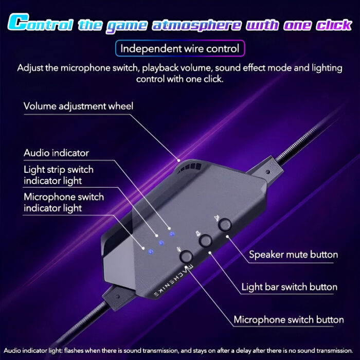 GH601 Machenike 7.1 Surround Sound RGB Gaming Wired USB Headset with Noise-Canceling Microphone, 50mm Drivers, Mute Option, and Software Support - Image 5