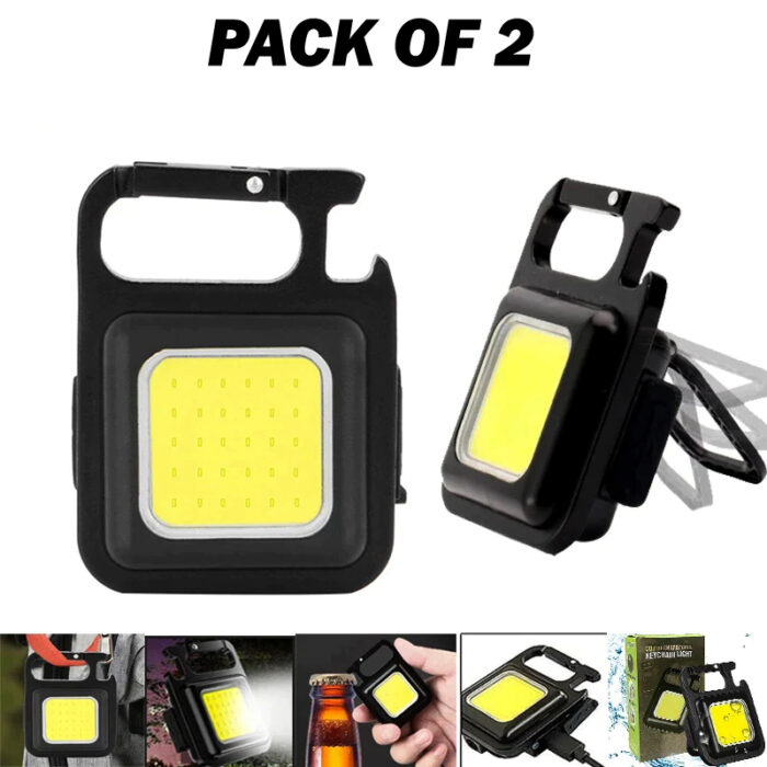 Pack of 2 Portable Multifunctional Super Bright COB Rechargeable Keychain Lights - Image 5