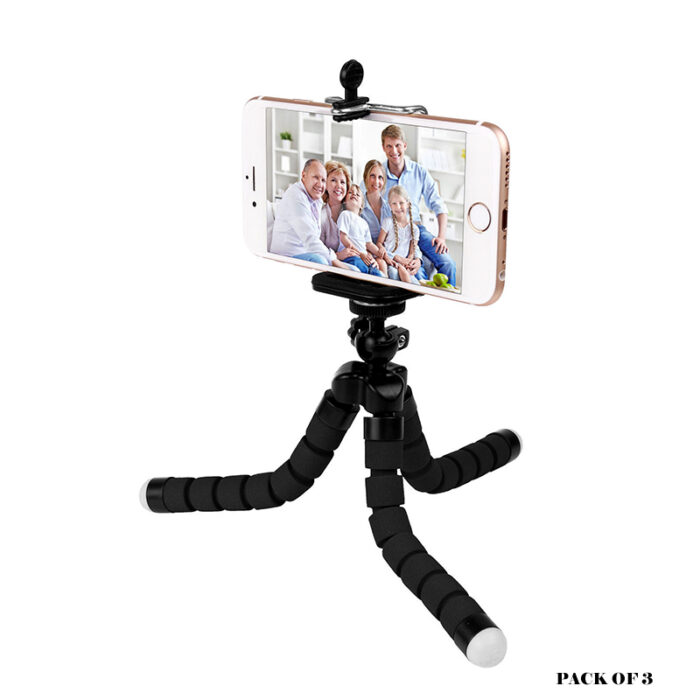 Pack Of 3 Portable Flexible Sponge Adjustable Octopus Tripod Phone Stands - Image 7