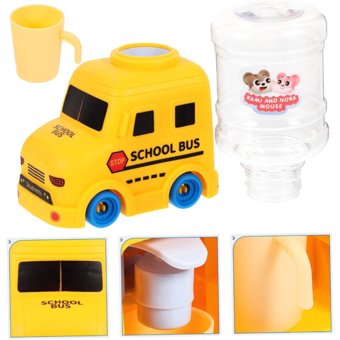 Mini Cute School Bus Water Dispenser Drinking Fountain Toy For Kids - Image 3