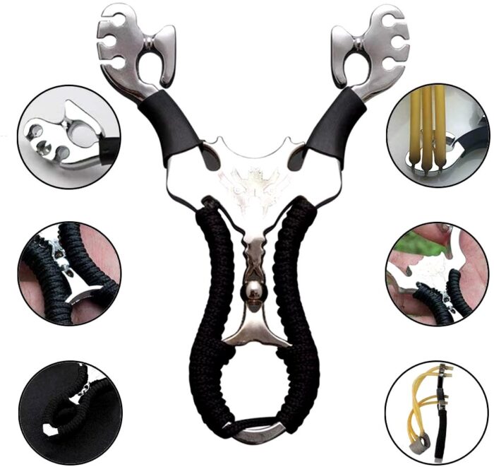 The Ultimate Slingshot Lot Imported Full Stainless Steel Body Laser Slingshot with Flat Rubber Band (Random design) - Image 10