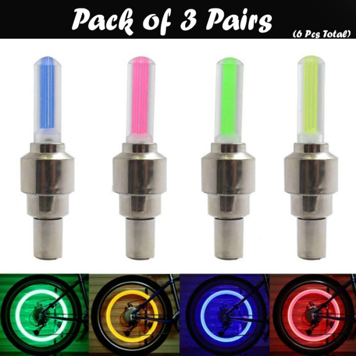 Pack Of 3 Pairs LED Tire Valve Caps Lights For Motorcycle, Mountain And Road Bikes - Image 8
