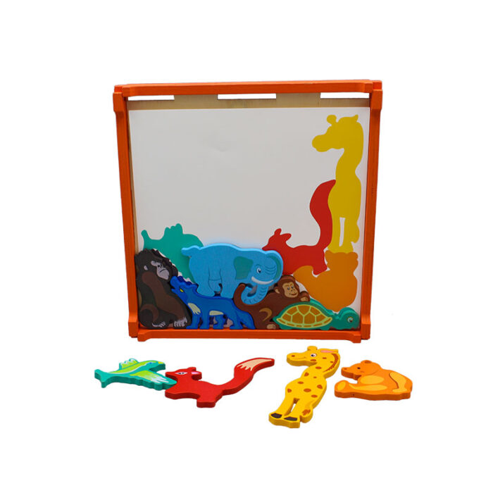 Cute 3D Colorful 16Pcs Animal Theme Wooden Puzzle For Kids - Image 3