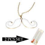 Chic Charm Set Of 2 Mustache Pendants With Golden Chains - Image 2