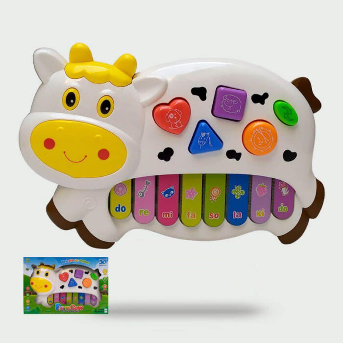 Fun And Educational Cow-Shaped Music Piano Toy with Lights and Sounds - Image 1
