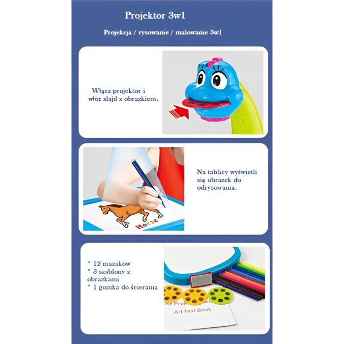 Multifunctional Cute Dinosaur Shaped Drawing Projection Painting Board - Image 3