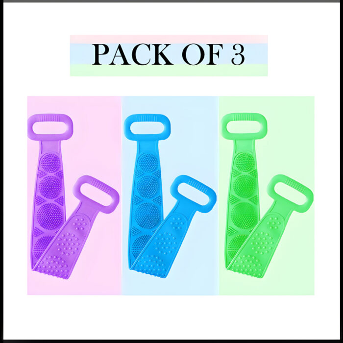 Pack Of 3 Silicone Back Scrubber Soft Loofah Bath Towel And Massage Belt - Image 9