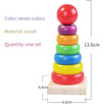 Colorful 6 Rings Wooden Rainbow Stacking Tower Toy - Image 3