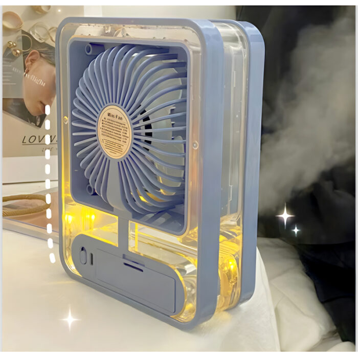 Rechargeable Transparent Fan with 3-Speed Wind, Night Light, Nano Spray Tech, Adjustable Grid - Image 9