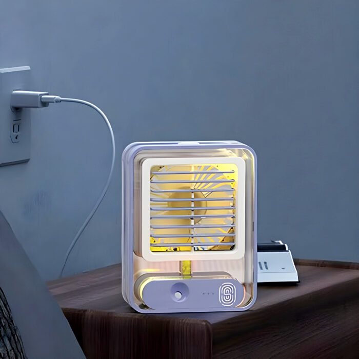 Rechargeable Transparent Fan with 3-Speed Wind, Night Light, Nano Spray Tech, Adjustable Grid - Image 13