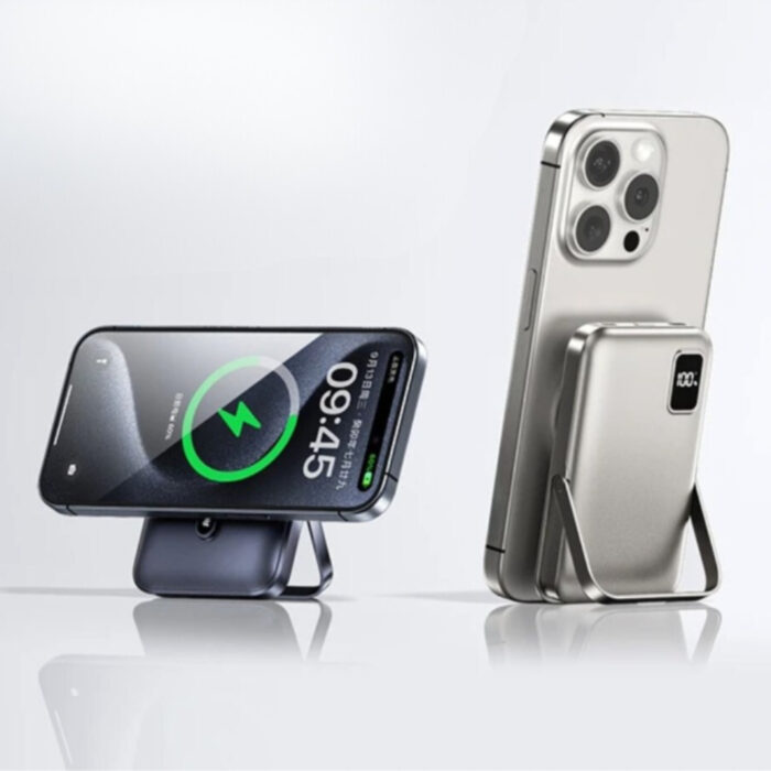 Remax 10000mAh RPP-695 3 in 1 15W Wireless Charging Power Bank with Foldable Holder - Image 1