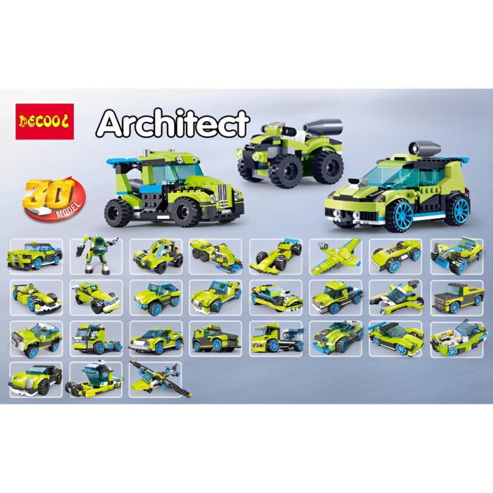 241Pcs Super Stylish Architect Brick Rocket Rally 30 Models Car Blocks Set - Image 6
