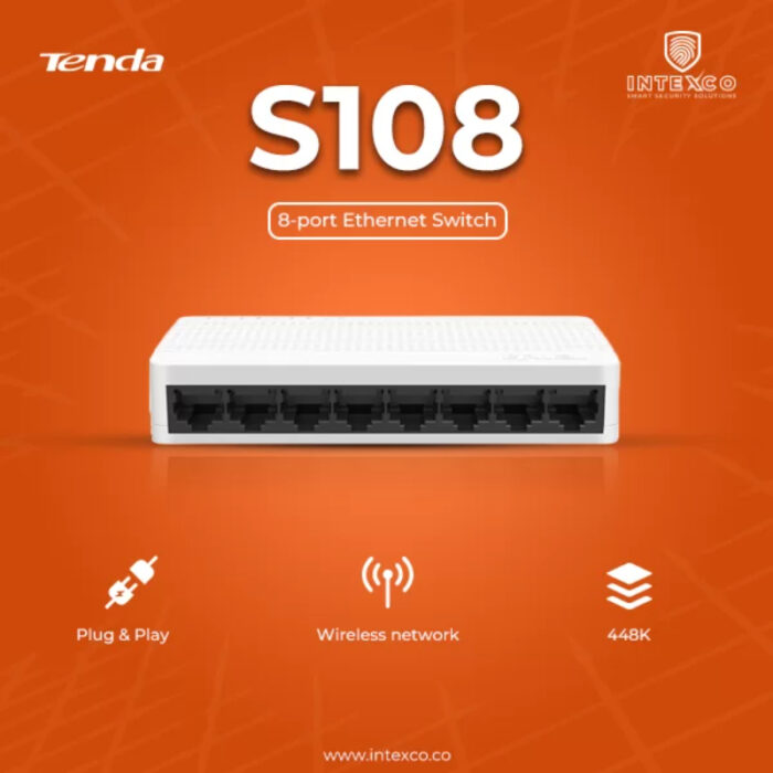 Tenda S108 8-Port Fast Ethernet Switch 10/100 Mbps Desktop Network Switch, Easy Plug & Play Setup - Image 1