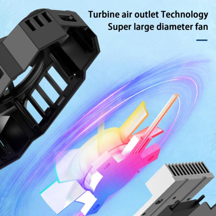 S3 Mobile Phone Radiator Strong Wind Low Noise Colorful Lights Non-Slip Fan - Image 3