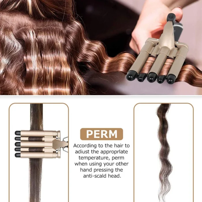 MO-6003  hair curler Professional Hair Straightener for Curly and Wavy Hair 5 Tubes - Image 9