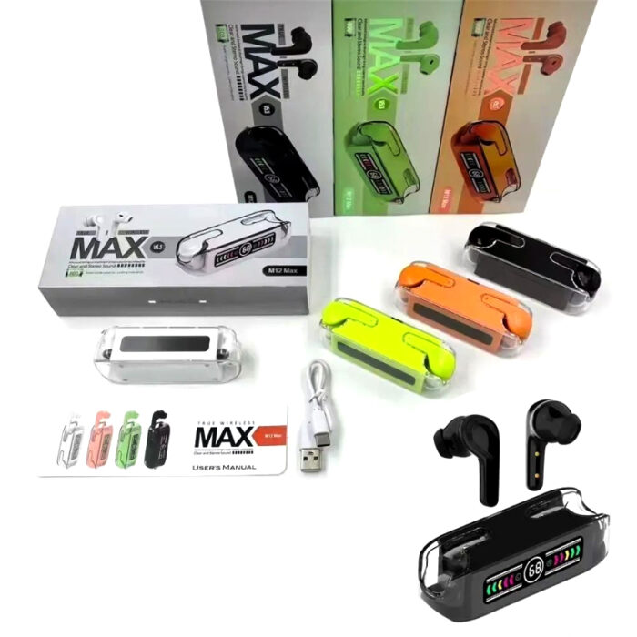 M12 Max TWS Bluetooth V5.3 LED Display Earbuds With Super Large Battery Capacity - Image 10