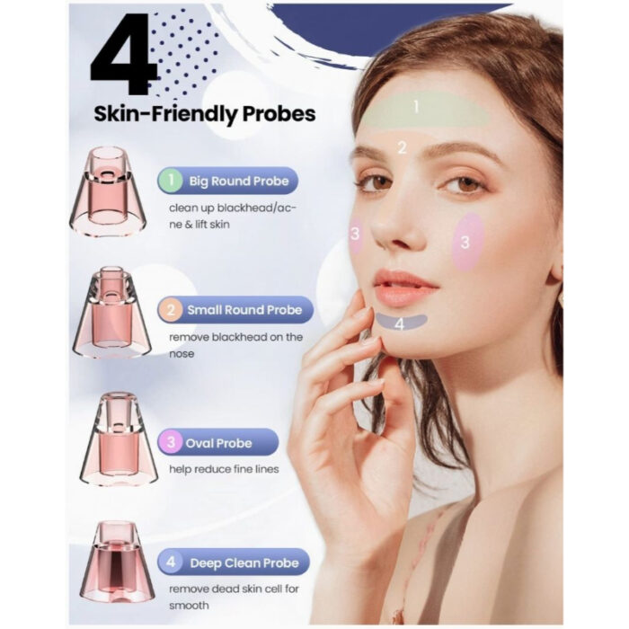 Turata USB Rechargeable Blackhead Remover Advanced Pore Vacuum With 3 Different Suction Levels - Image 12