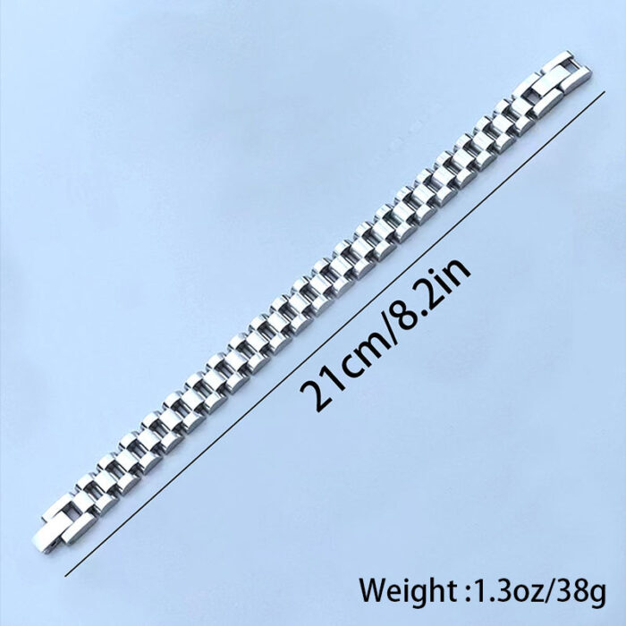 Durable Elegant Geometric Stainless Steel Bracelet with Zircon Accent - Image 6