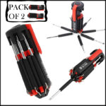 Pack Of 2 Compact 8-In-1 Multi Screwdriver Tool Set With 6 LED Torch