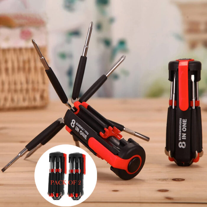 Pack Of 2 Compact 8-In-1 Multi Screwdriver Tool Set With 6 LED Torch - Image 8