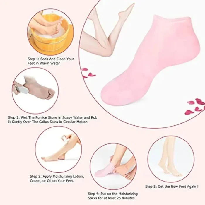 Combo pack off 2 Silicone Socks and Gloves for moisturizing hands and feet - Image 6