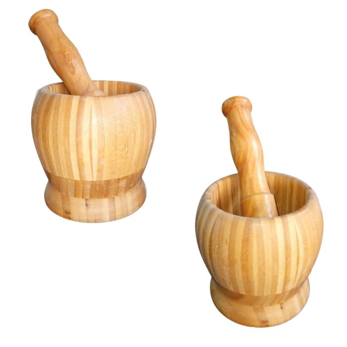 01 Set Wooden Pestle and Mortar For Crushing | Woden chattu watta for Grinding Nuts Dates and other Ingredients  - Image 3