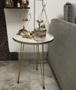 1 Piece white Coffee Table Metal Legs Coffee Table  Home Essential - Image 2