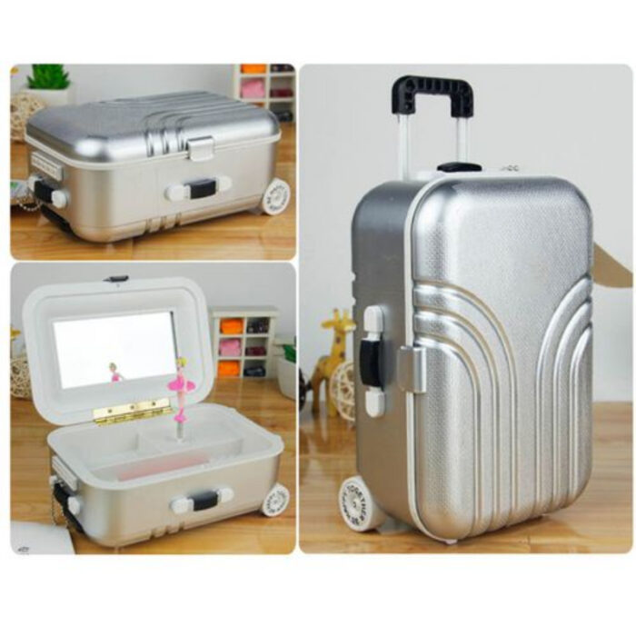 Creative Suitcase Style Music Box Jewelry Cosmetics Rotating Ballerina Girl Storage Boxes - Image 1