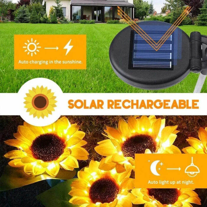 Pack Of 2 Waterproof Sunflower Solar Decorative Lights For Outdoor Garden And Lawn - Image 10