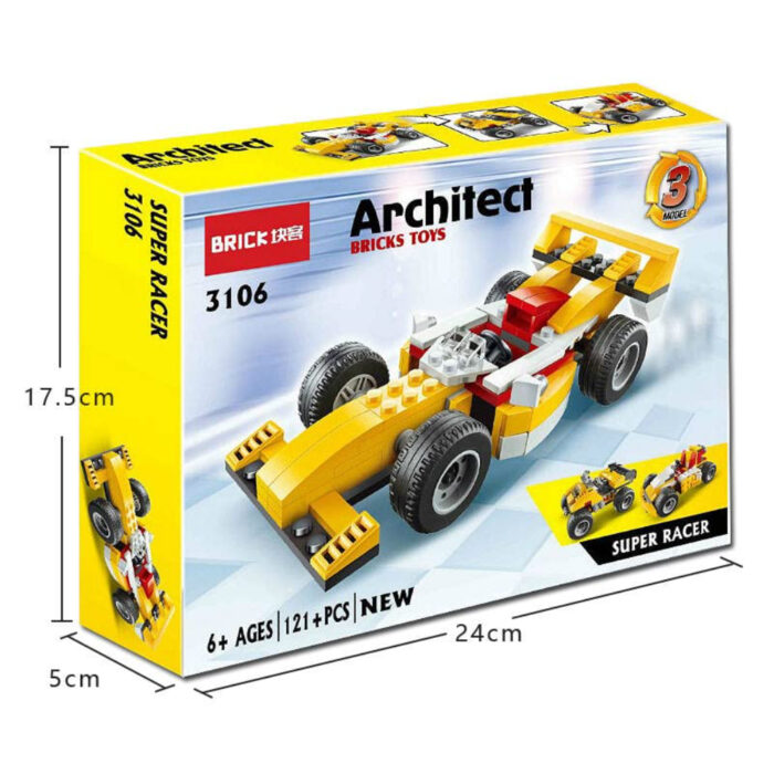 121Pcs Architect Super Racer 3-In-1 DIY Construction Building Blocks Set Toy - Image 10