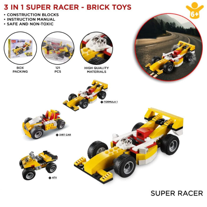 121Pcs Architect Super Racer 3-In-1 DIY Construction Building Blocks Set Toy - Image 1