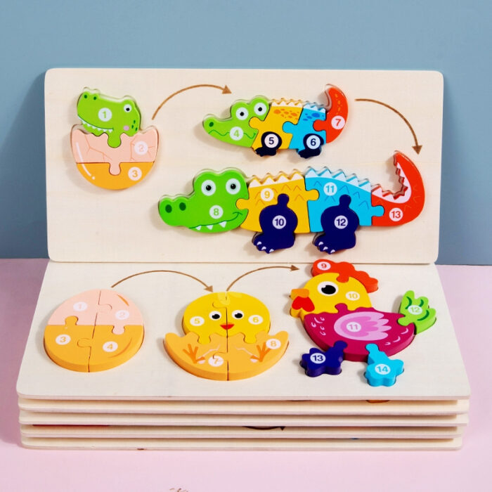Early Learning Preschool Educational Game Life Cycle Wooden Jigsaw Puzzle Set Toy for Kids - Image 10