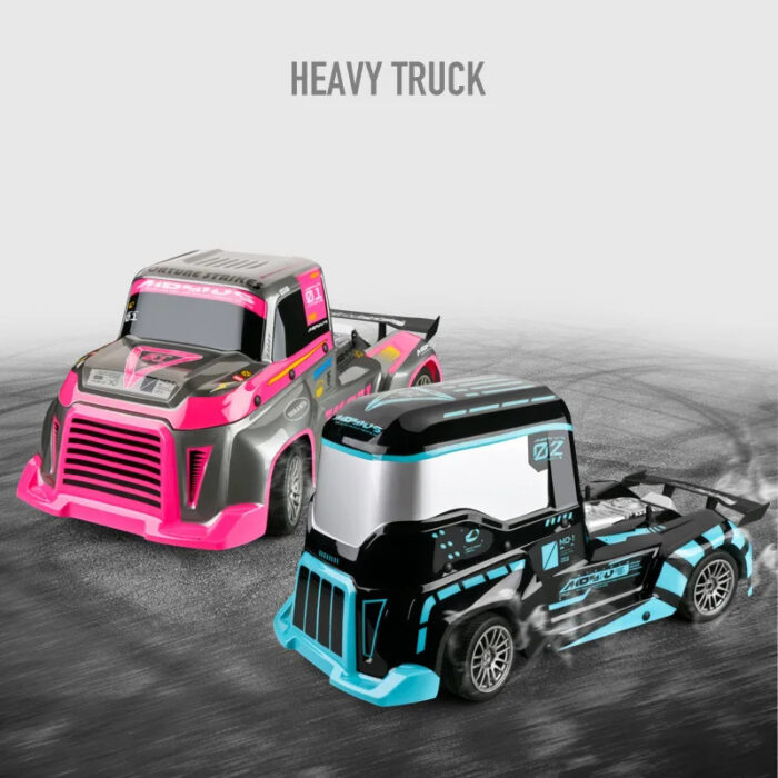 1/10 2.4G RC High Speed 4WD Racing Trailer Truck With Light-Transmitting Body - Image 1