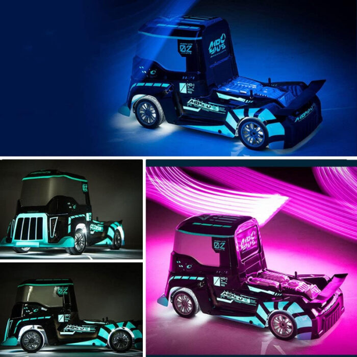 1/10 2.4G RC High Speed 4WD Racing Trailer Truck With Light-Transmitting Body - Image 2