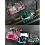 1/10 2.4G RC High Speed 4WD Racing Trailer Truck With Light-Transmitting Body - Image 3