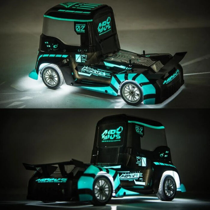 1/10 2.4G RC High Speed 4WD Racing Trailer Truck With Light-Transmitting Body - Image 6