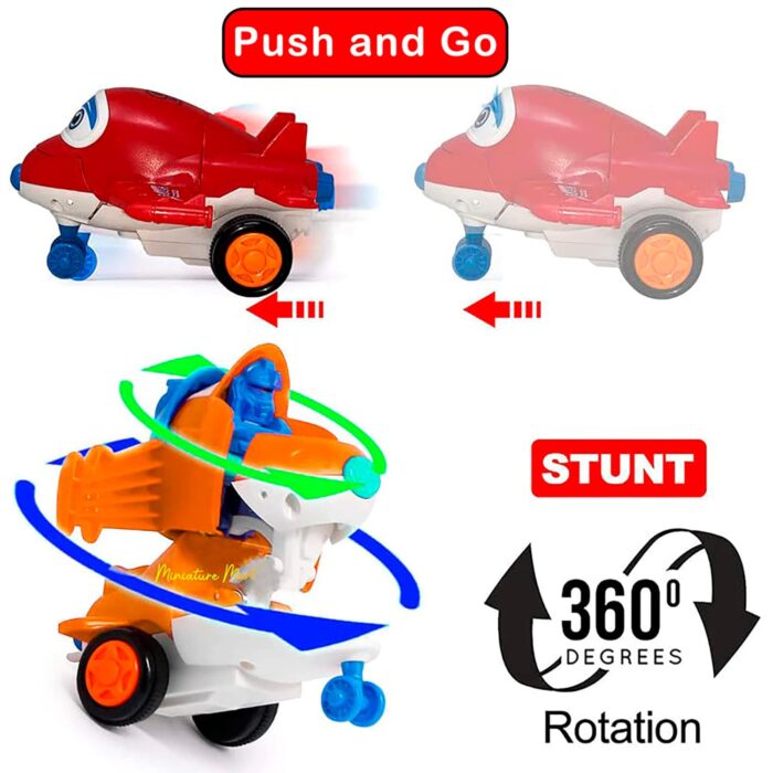 Creative Friction Powered Cute Cartoon Transformer Plane Toy - Image 2